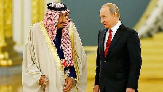 图为沙特国王萨勒曼和俄罗斯总统普京