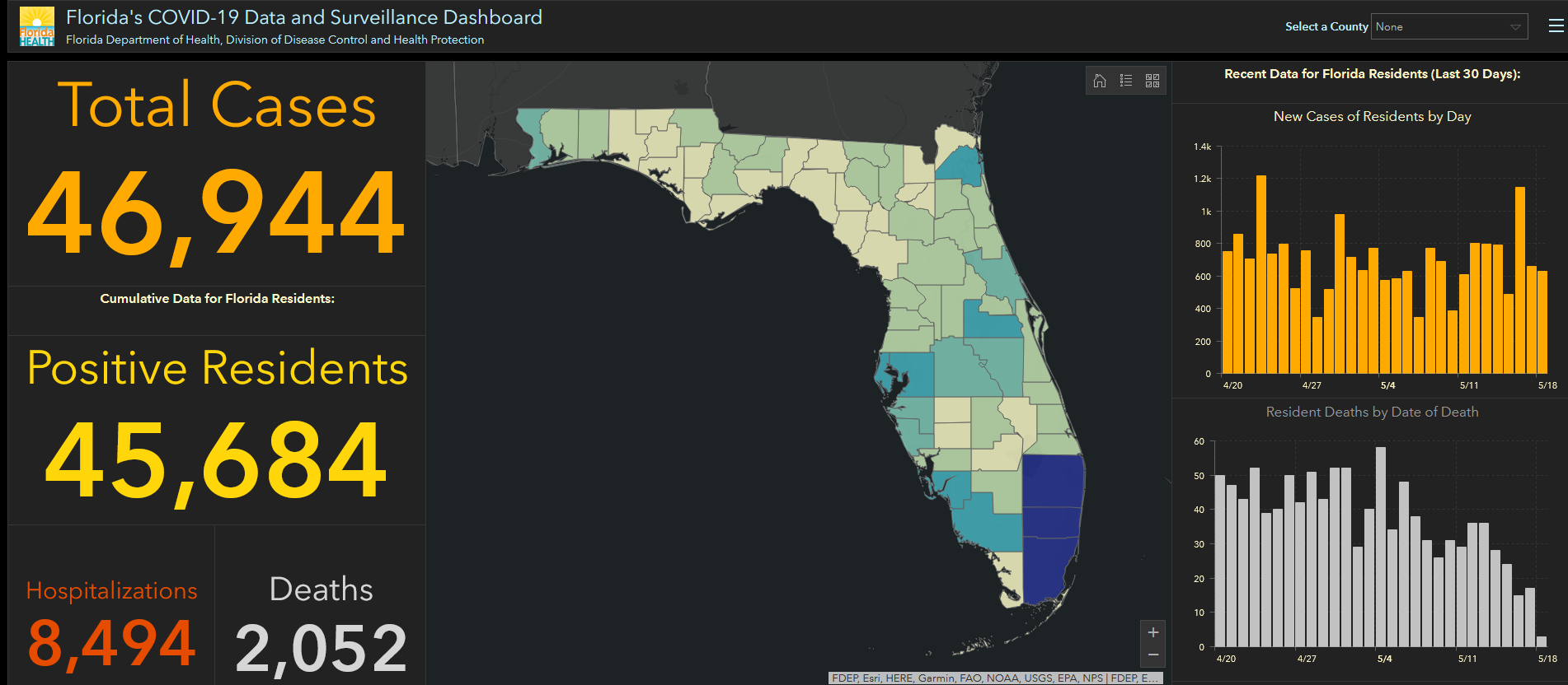 丽贝卡·琼斯制作的数据网站 图片来源：佛罗里达州卫生部门