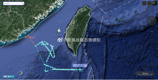 “南海战略态势感知计划”平台发布的8月15日美军EP-3E电子侦察机飞行路线