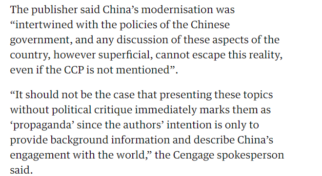 截图来自炒作此事的英国《卫报》澳大利亚版的报道中，出版方表示介绍中国不可能绕开中国政府