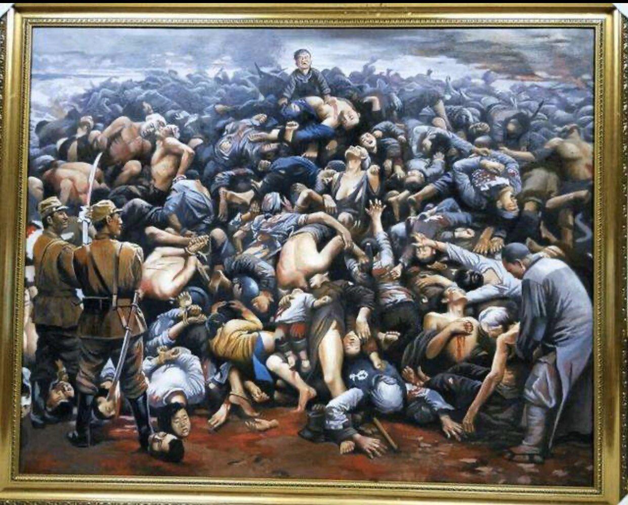 推特折叠旅美画家李自健油画《南京大屠杀》