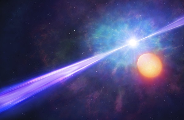 图中描绘的伽马射线暴也许源自于双恒星系统