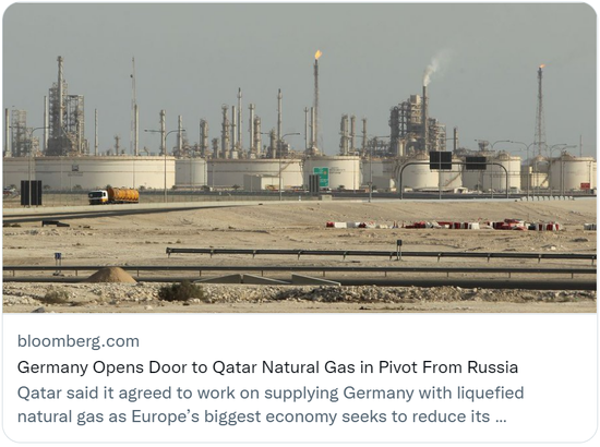 德国对卡塔尔天然气敞开大门。/社交媒体截图